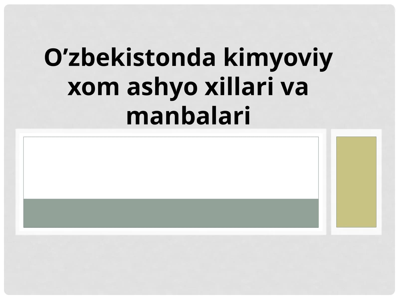 O`zbekistonda  kimyoviy xomashyo xillarining manbalari