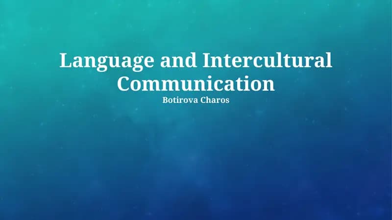 Language and Intercultural Communication
