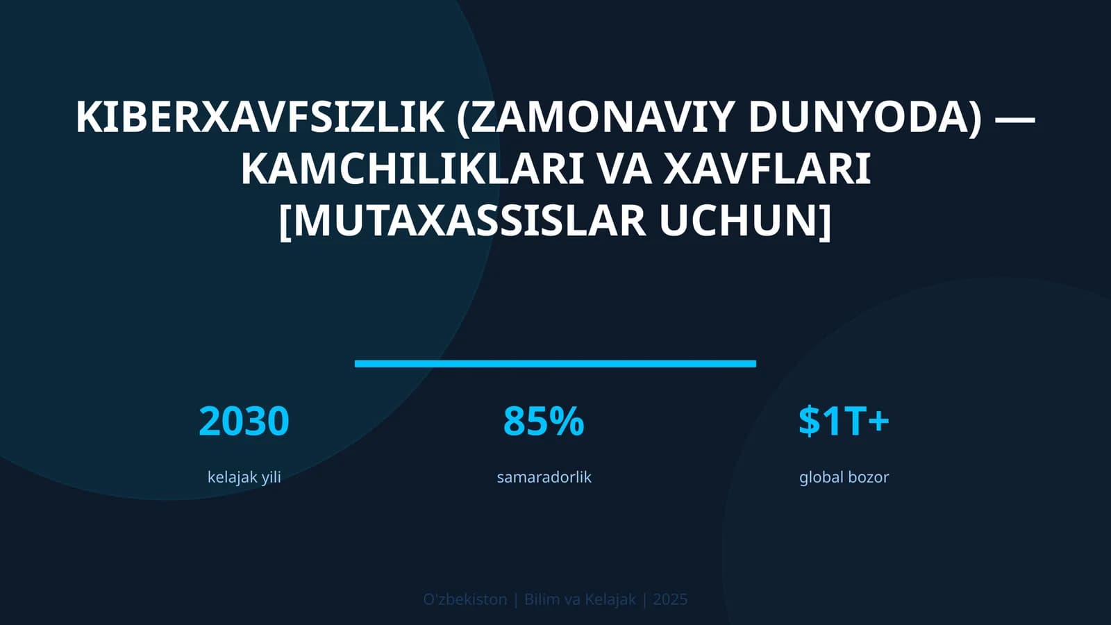 KIBERXAVFSIZLIK (ZAMONAVIY DUNYODA) — KAMCHILIKLARI VA XAVFLARI [MUTAXASSISLAR UCHUN]