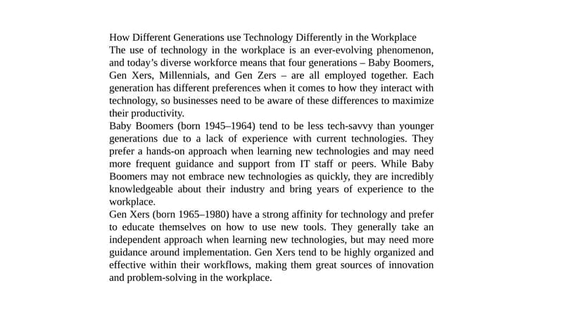 How Different Generations use Technology Differently in the Workplace
