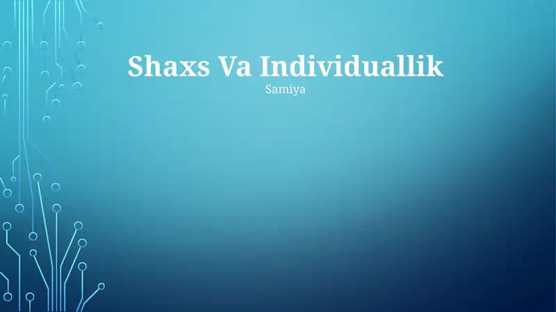 Shaxs Va Individuallik