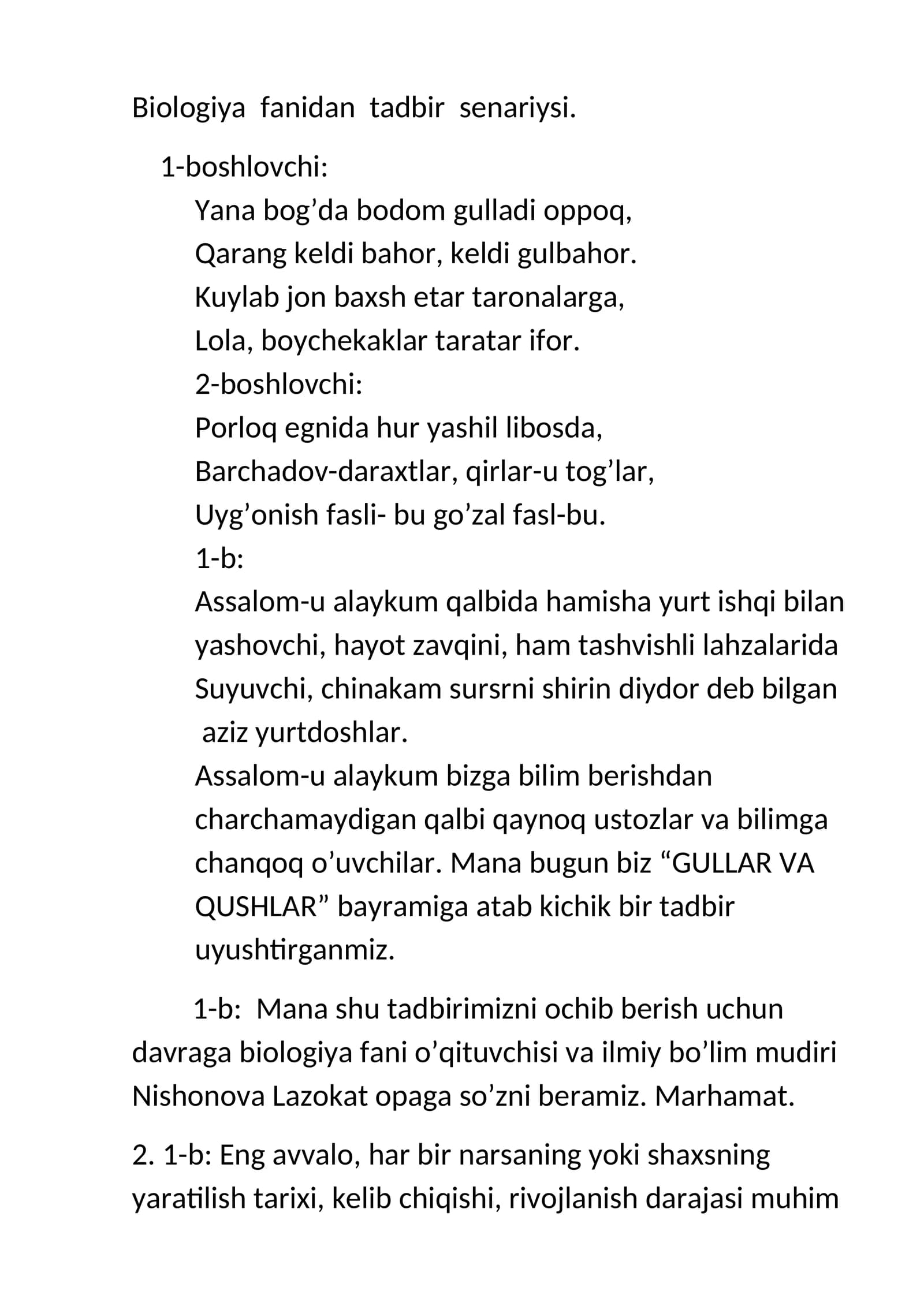 Biologiya tadbir ssenariysi