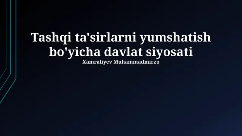 Tashqi ta'sirlarni yumshatish bo'yicha davlat siyosati