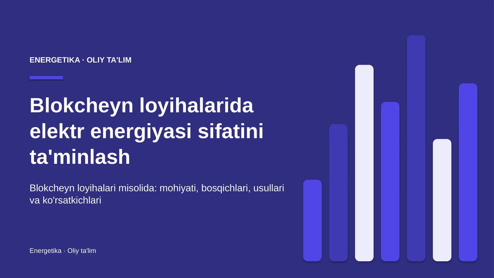 Blokcheyn loyihalarida elektr energiyasi sifatini ta'minlash