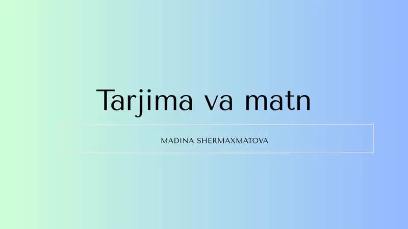 Tarjima va matn