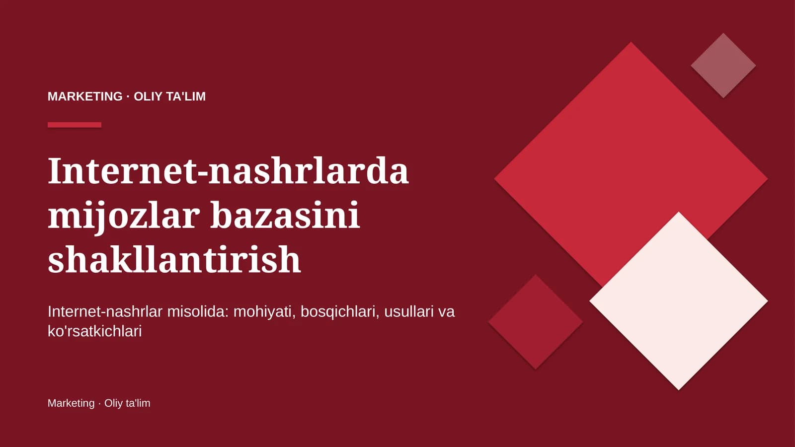 Internet-nashrlarda mijozlar bazasini shakllantirish