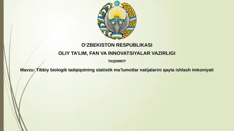 Tibbiy-biologik tadqiqotlarda statistik ma'lumotlarni qayta ishlash usullari