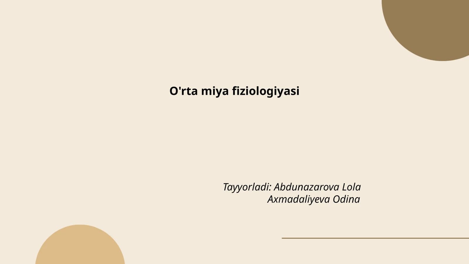 O'rta miya fiziologiyasi