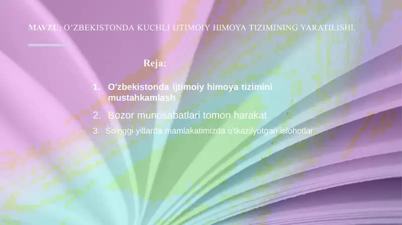 OʼZBEKISTONDA KUCHLI IJTIMOIY HIMOYA TIZIMINING YARATILISHI.​