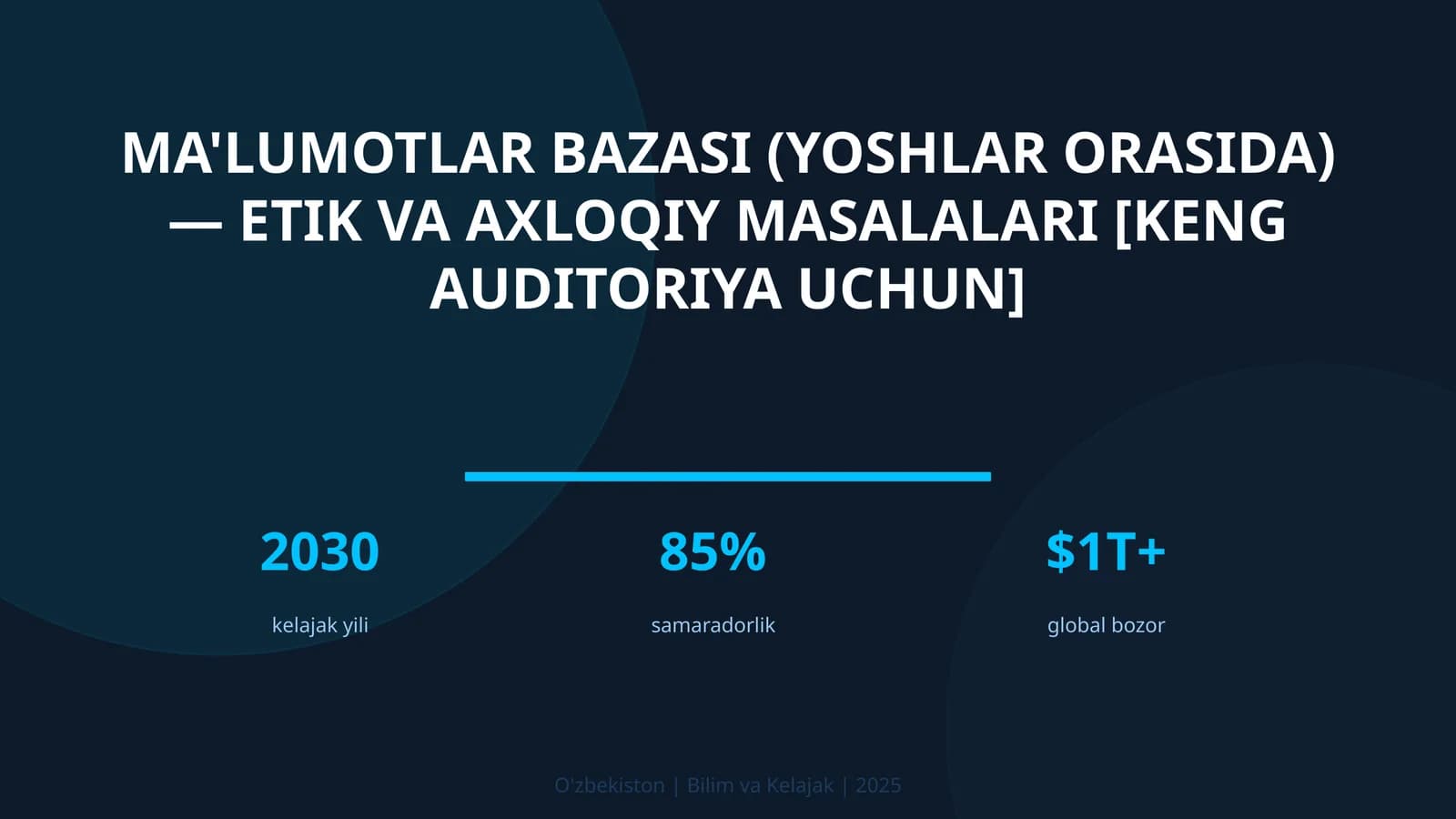 MA'LUMOTLAR BAZASI (YOSHLAR ORASIDA) — ETIK VA AXLOQIY MASALALARI [KENG AUDITORIYA UCHUN]