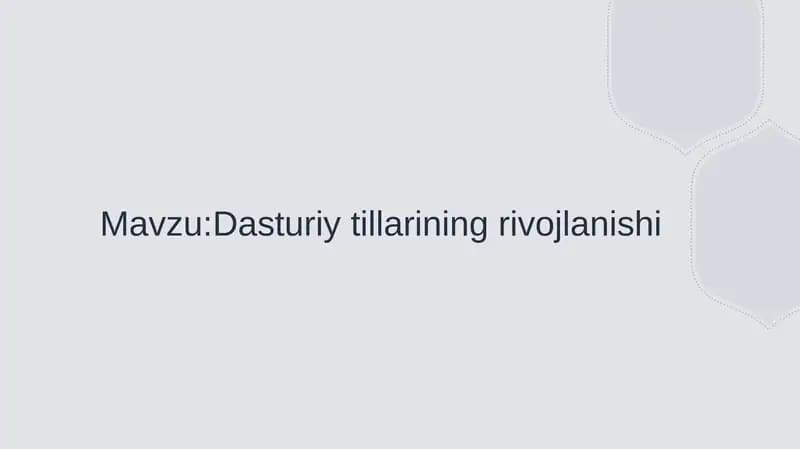 Dasturiy tillarining rivojlanishi