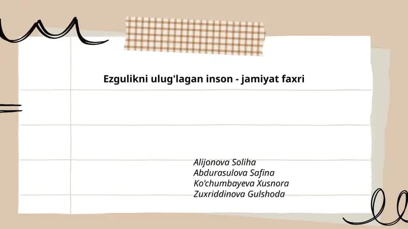 Ezgulikni ulug'lagan inson - jamiyat faxri