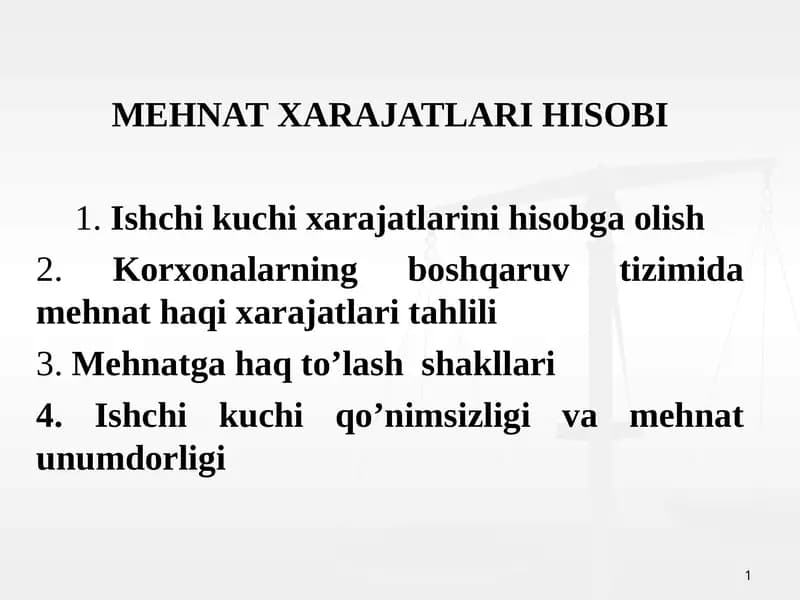 MEHNAT XARAJATLARI HISOBI