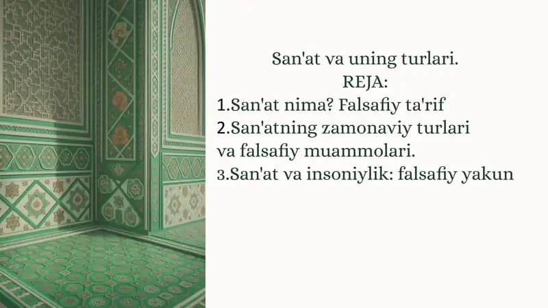 San'at va uning turlari