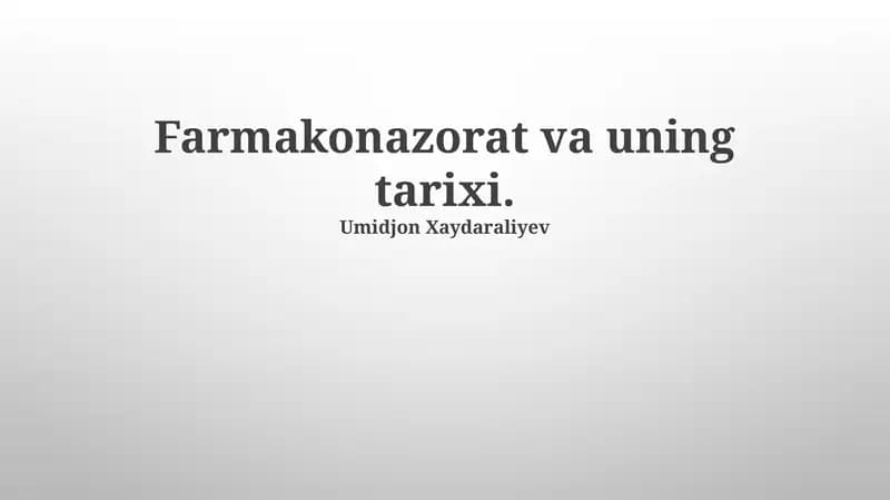 Farmakonazorat va uning tarixi