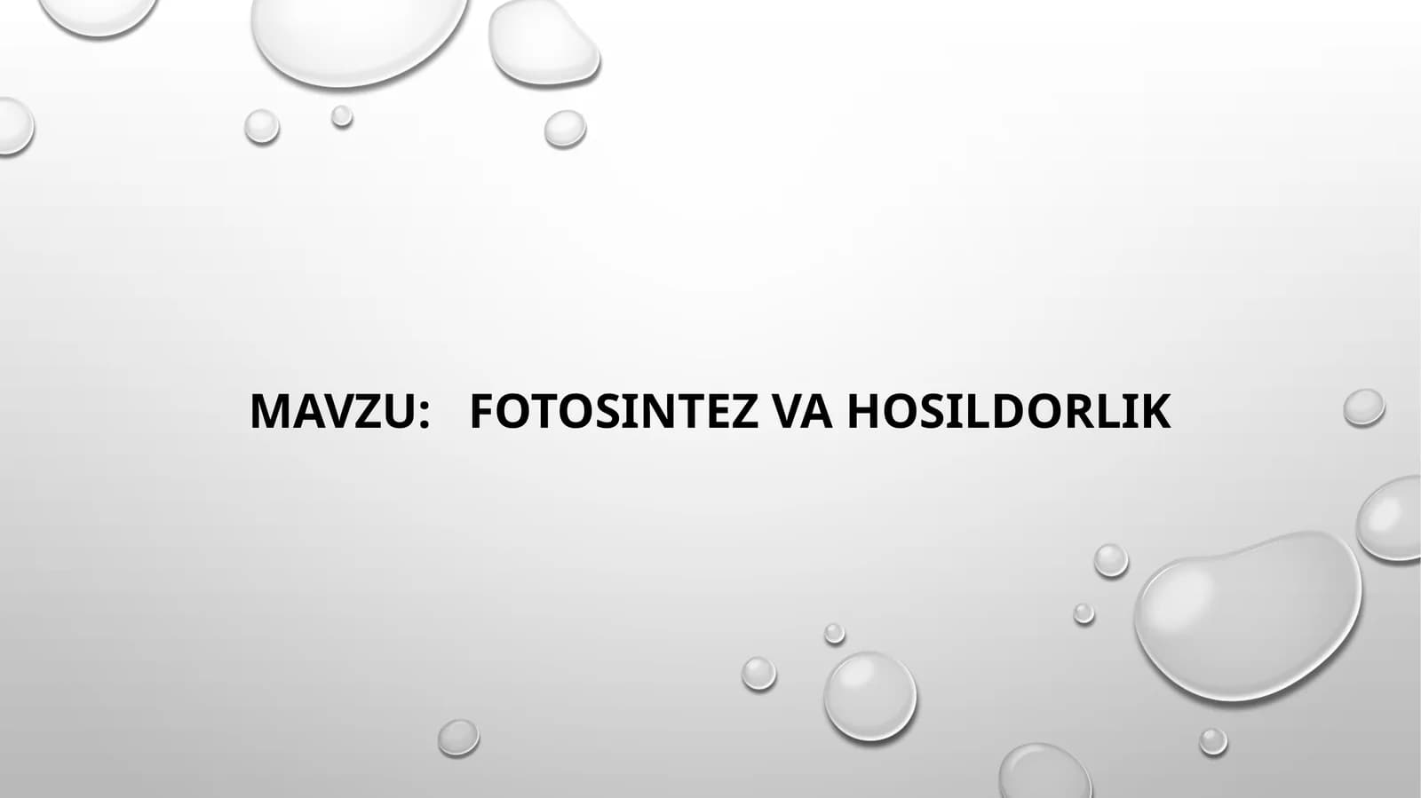 Fotosintez  va  hosildorlik