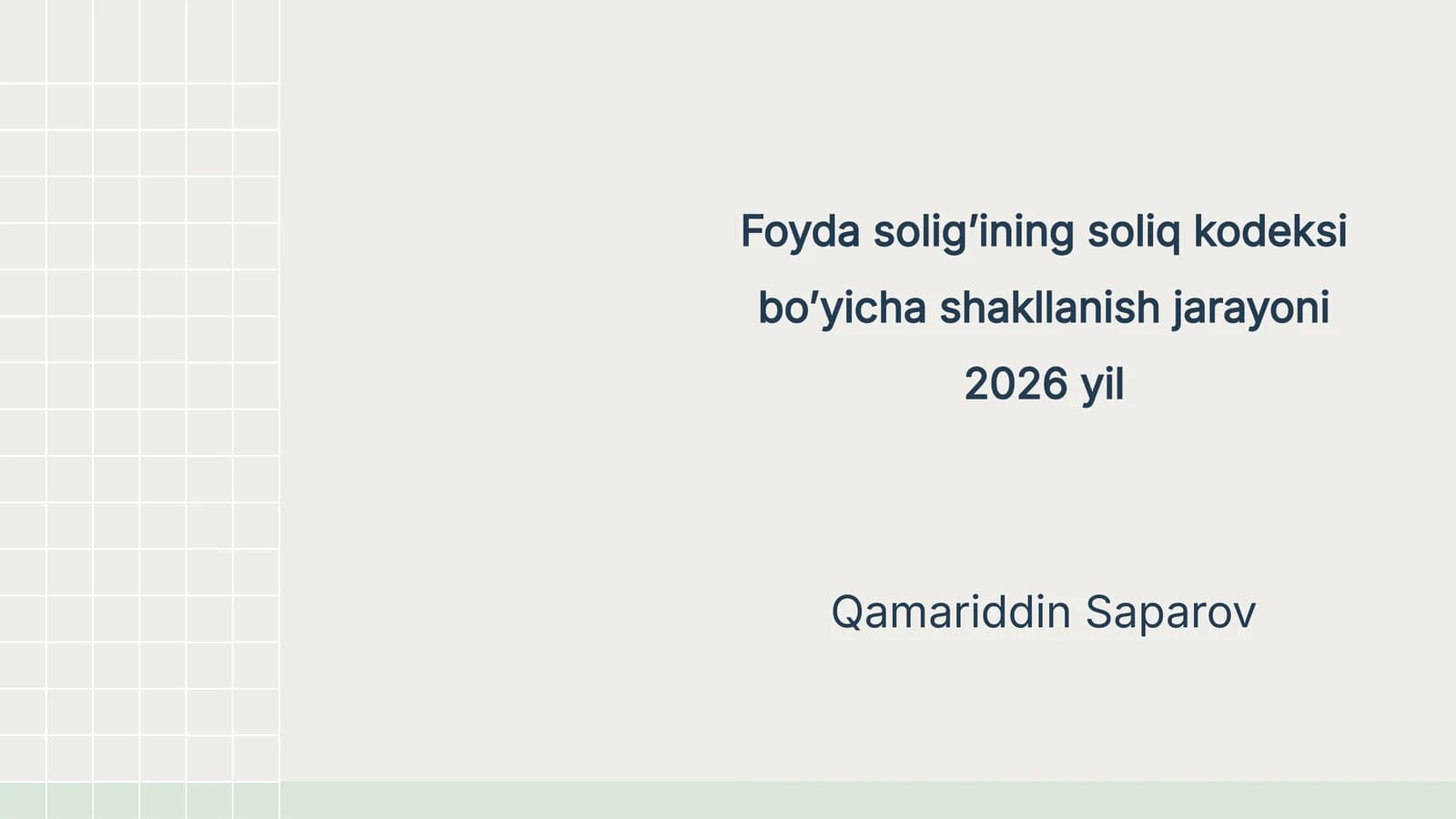Foyda soligʼi bo'yicha shakllanish jarayoni 2026 yil