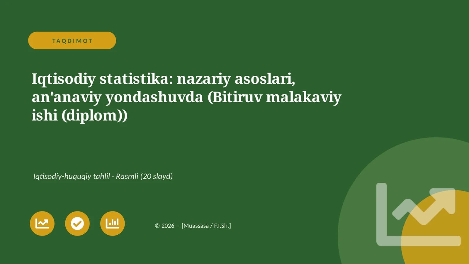 Iqtisodiy statistika: nazariy asoslari, an'anaviy yondashuvda (Bitiruv malakaviy ishi (diplom))