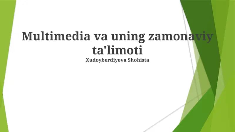 Multimedia va uning zamonaviy ta'limoti