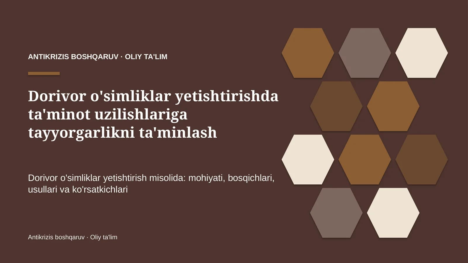 ANTİKRİZİS BOSHQARUV · OLIY TA'LİM