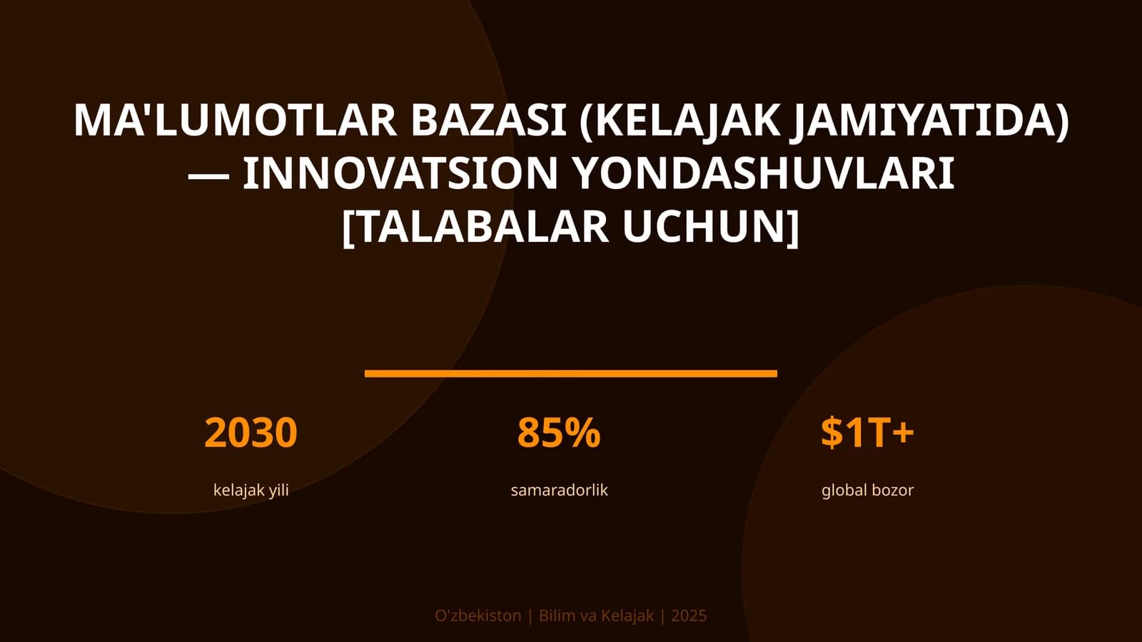 Ma'lumotlar bazasi (kelajak jamiyatida) — innovatsion yondashuvlari [talabalar uchun]