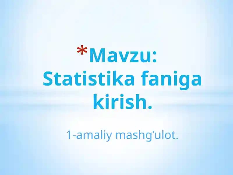 Statistika faniga kirish