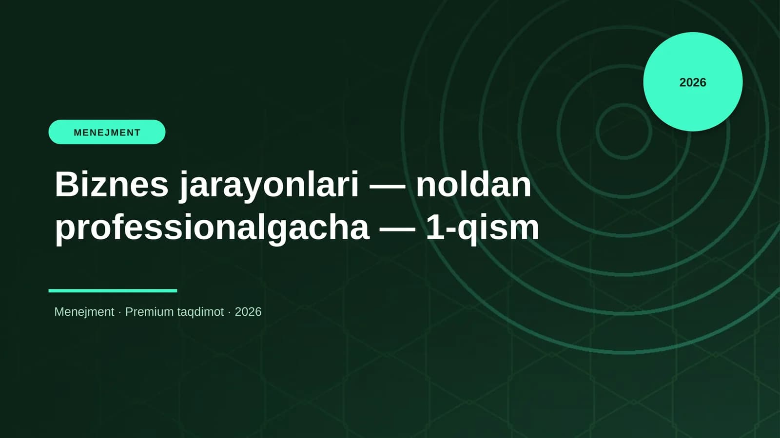Biznes jarayonlari — noldan professionalgacha — 1-qism