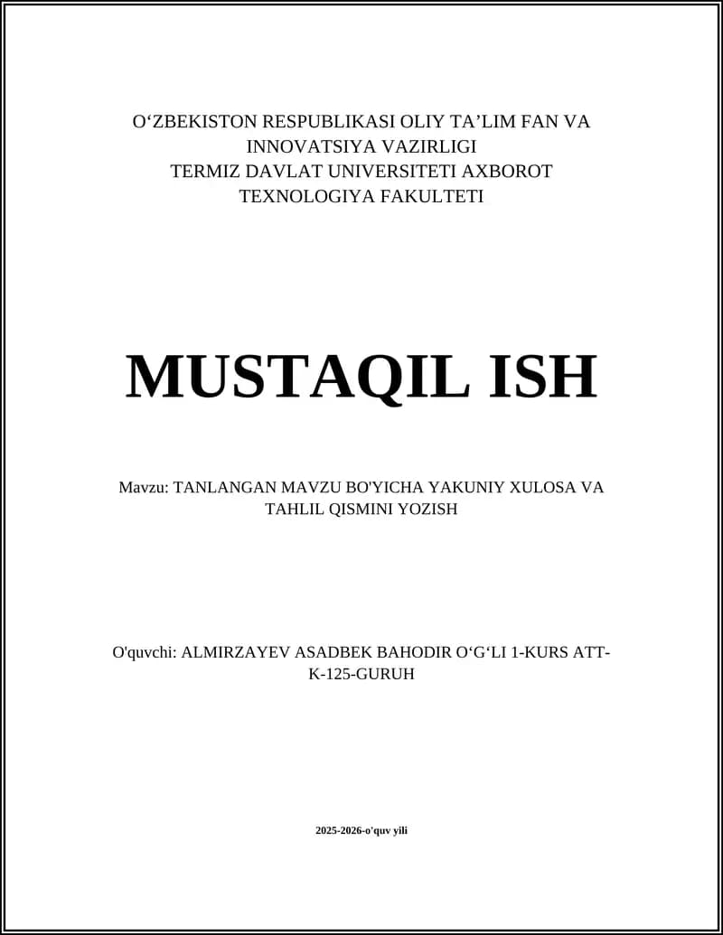 MUSTAQIL ISH