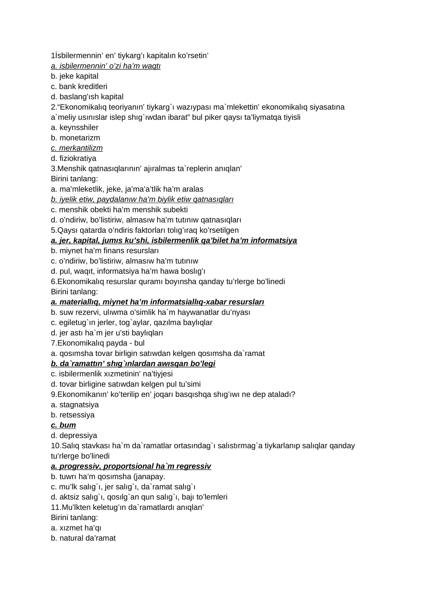 O'zbekiston iqtisodiyoti asoslari
