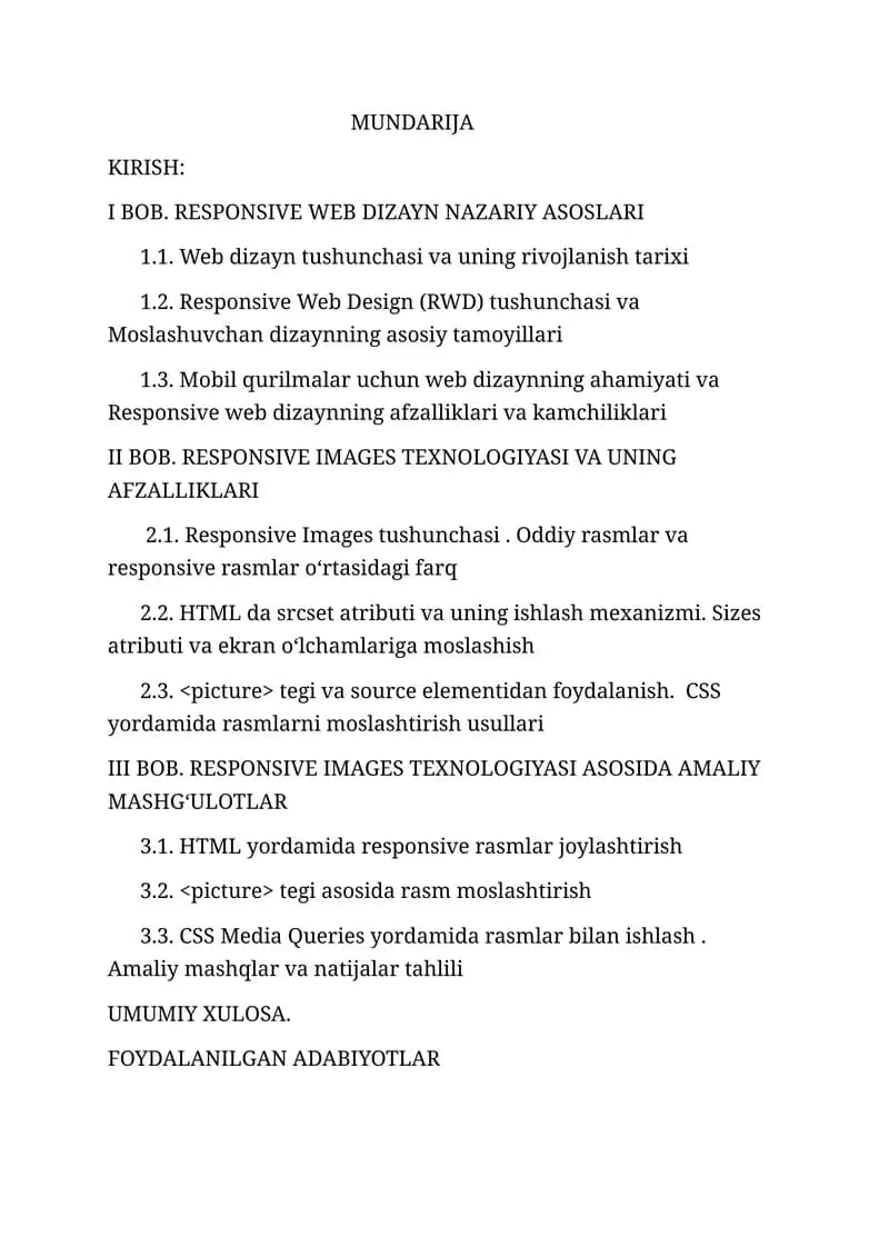 RESPONSIVE WEB DIZAYN NAZARIY ASOSLARI