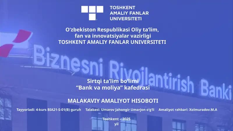 Malakaviy Amaliyot Hisoboti