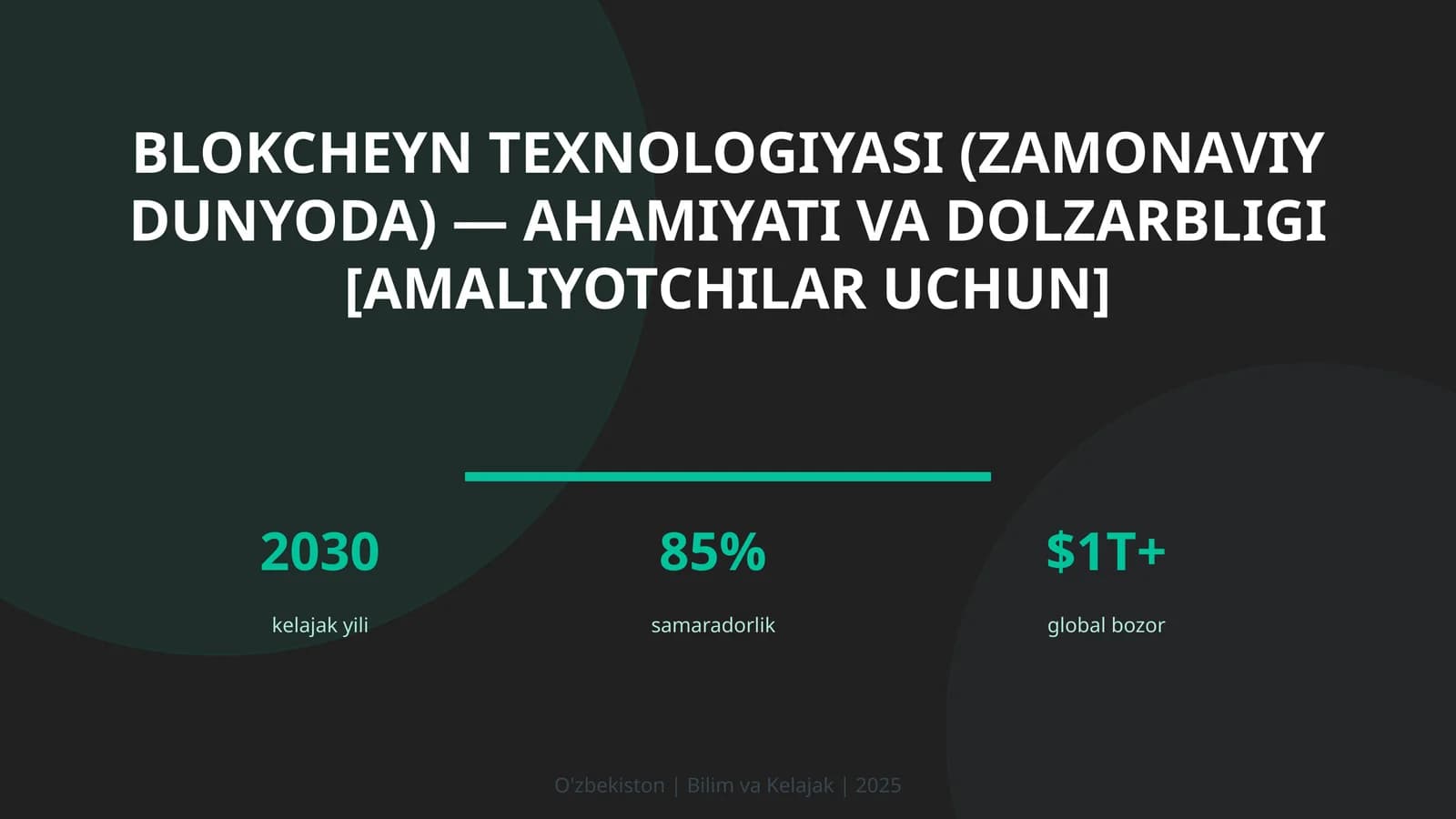 Blokcheyn Texnologiyasi (Zamonaviy Dunyoda) — Ahamiyati va Dolzarbligi [Amaliyotchilar Uchun]