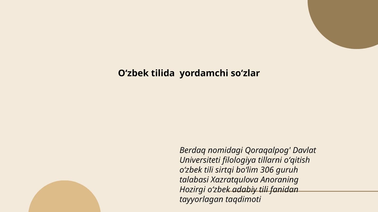 Hozirgi oʻzbek adabiy tili fanidan taqdimot
