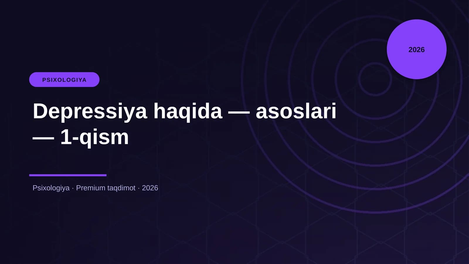 Depressiya haqida — asoslari — 1-qism