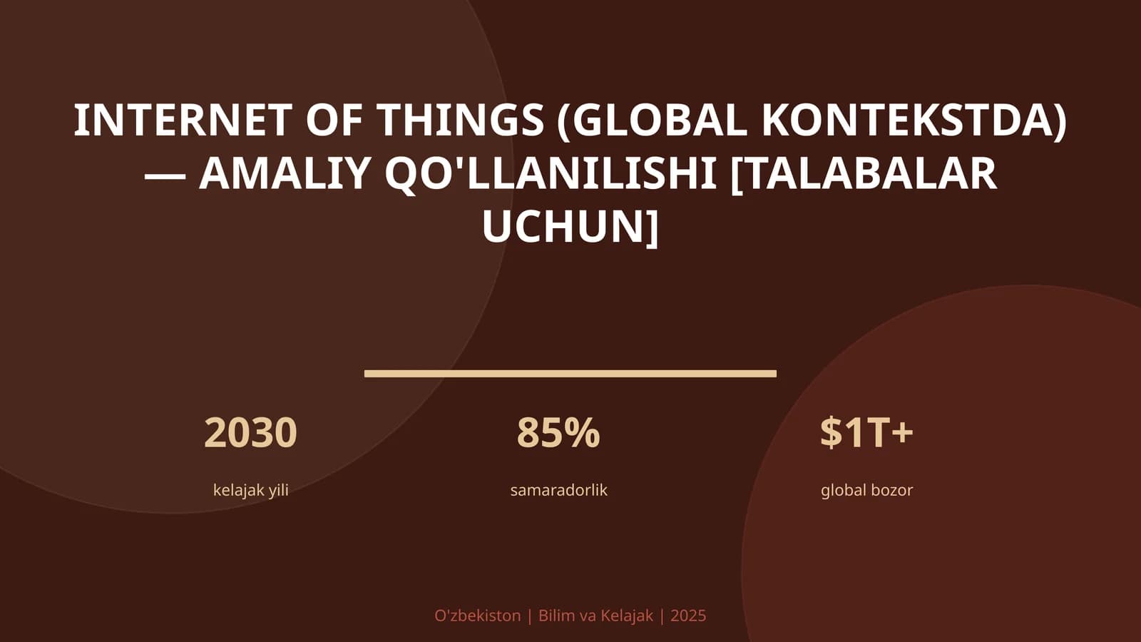 Internet of Things (global kontekstda) — amaliy qo'llanilishi [talabalar uchun]
