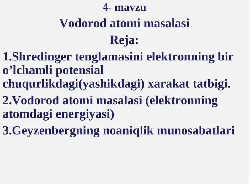Vodorod atomi masalasi