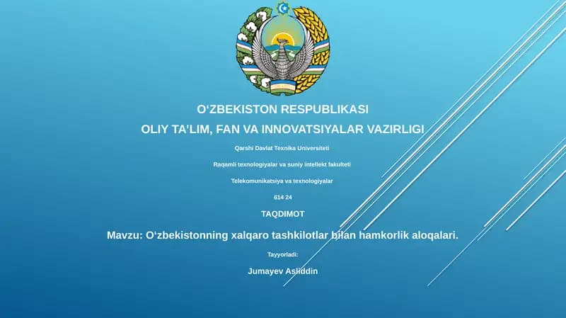 O‘zbekistonning xalqaro tashkilotlar bilan hamkorlik aloqalari