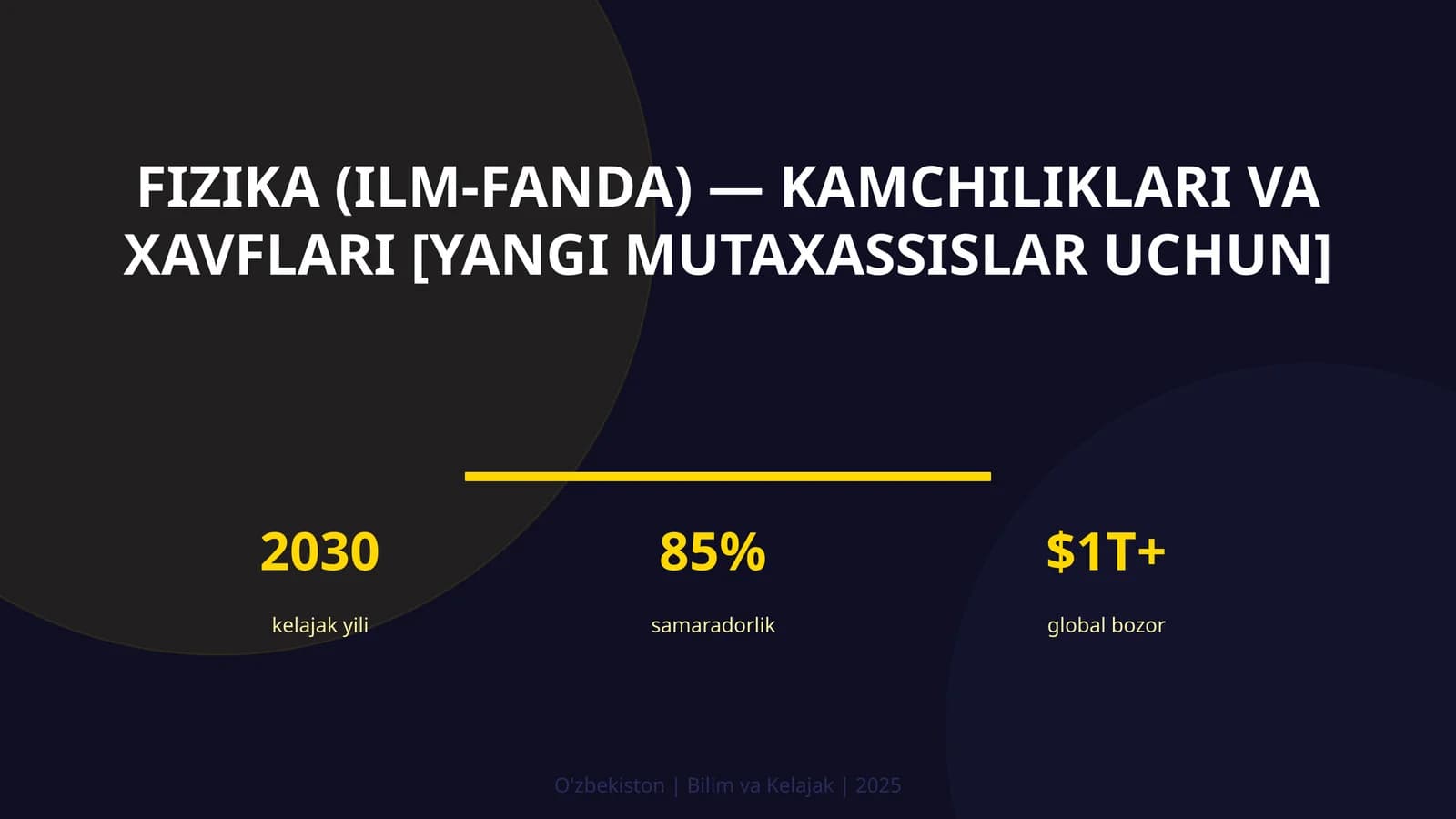 FIZIKA (ILM-FANDA) — KAMCHILIKLARI VA XAVFLARI [YANGI MUTAXASSISLAR UCHUN]