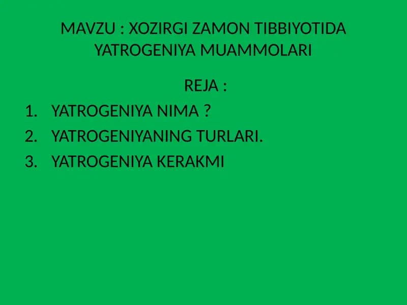 YATROGENIYA MUAMMOLARI