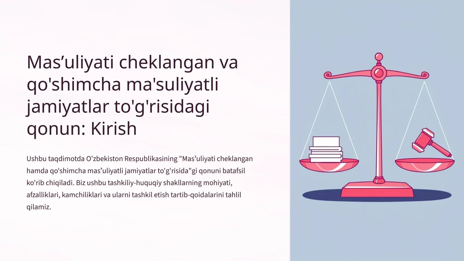 Masʼuliyati cheklangan va qo'shimcha ma'suliyatli jamiyatlar to'g'risidagi qonun Kirish