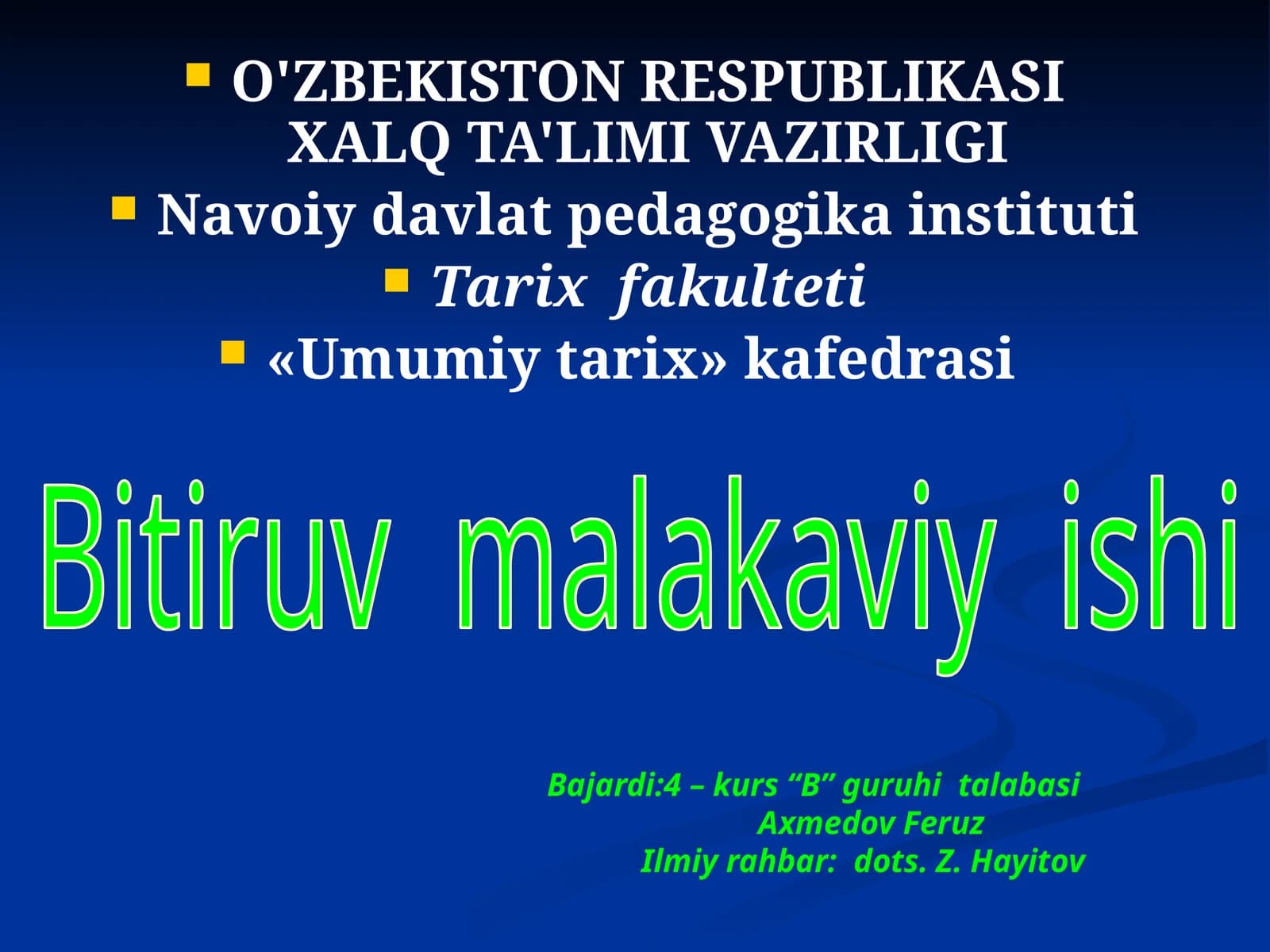 SIFDAO`RTA OSIYONING IBTIDOIY JAMOA DAVRINI O`QITISHDA TEST SAVOLLARIDAN FOYDALANISH USULLARI