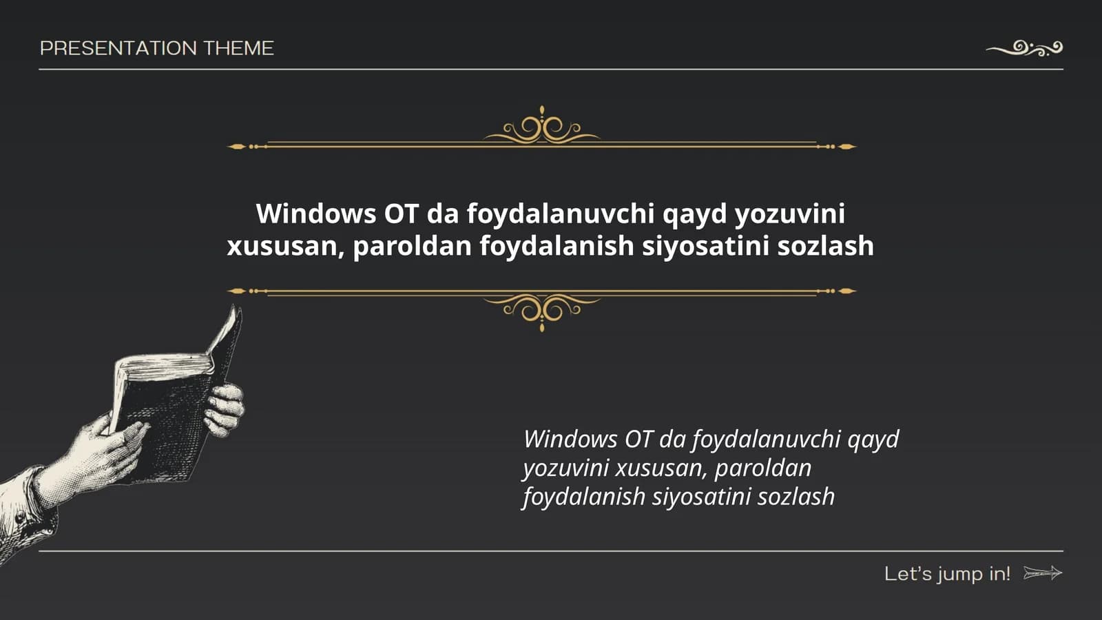 Windows OT da foydalanuvchi qayd yozuvini xususan, paroldan foydalanish siyosatini sozlash