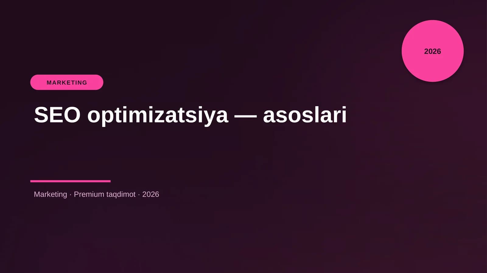 SEO optimizatsiya — asoslari