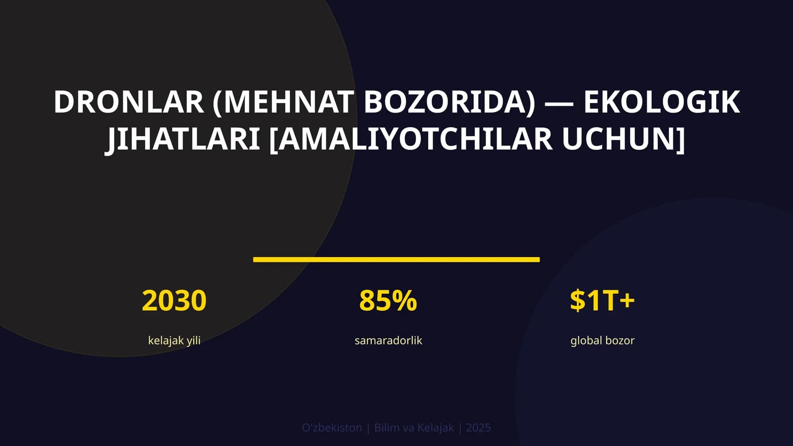 DRONLAR (MEHNAT BOZORIDA) — EKOLOGIK JIHATLARI [AMALIYOTCHILAR UCHUN]