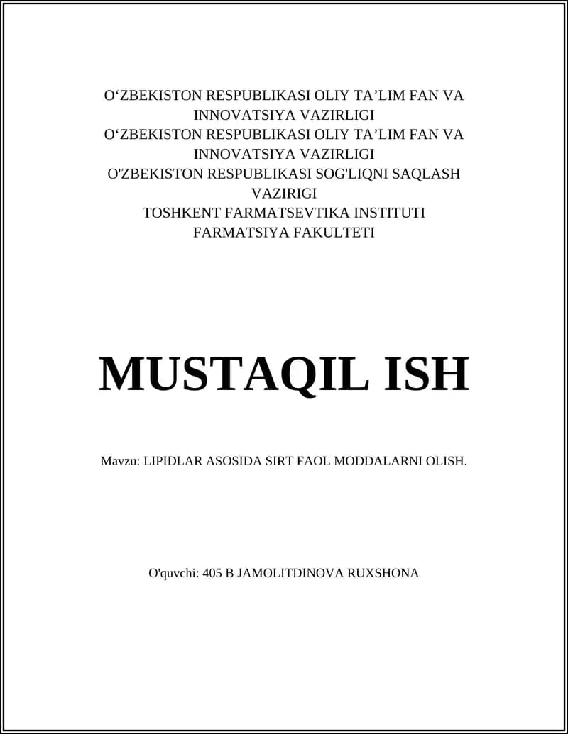 Lipidlardan sirt faollari sintezi