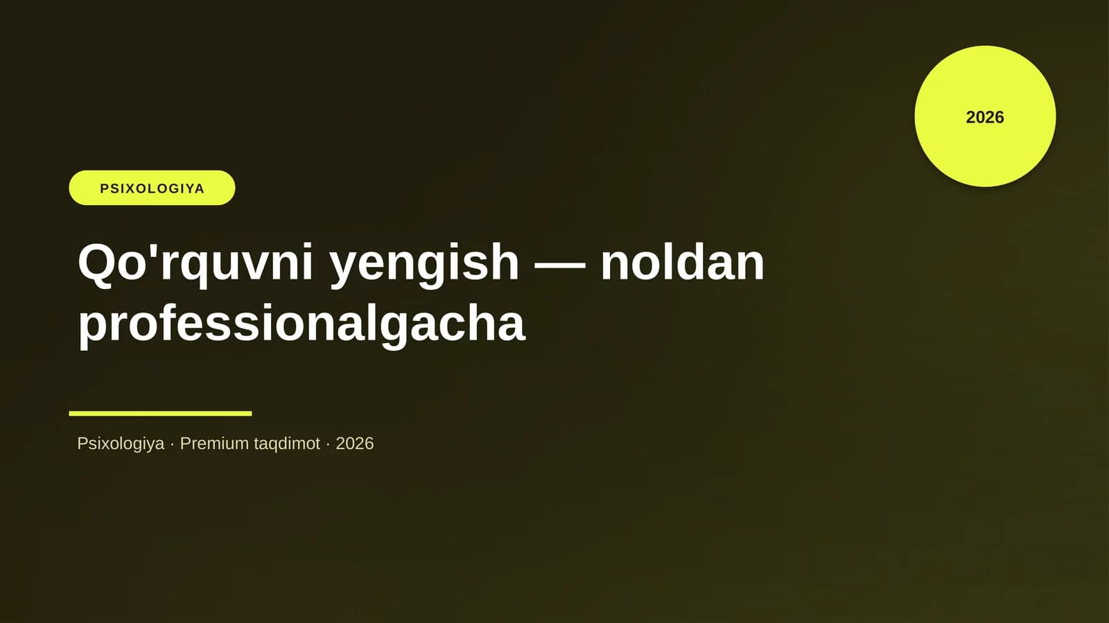 Qo'rquvni yengish — noldan professionalgacha