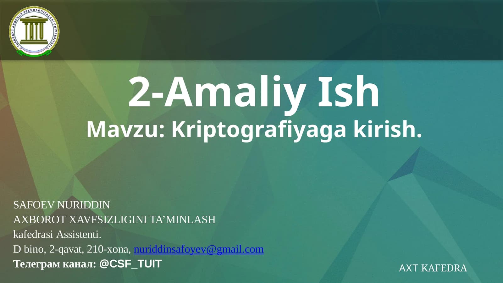 Kriptografiyagakirish