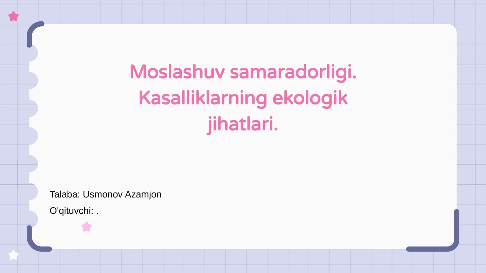 Moslashuv Samaradorligi va Kasalliklarning Ekologik O'rni
