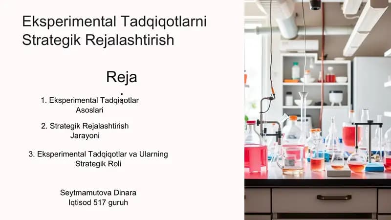 Eksperimental Tadqiqotlarni Strategik Rejalashtirish