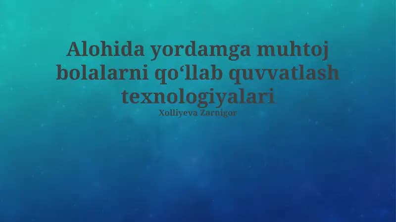 Sog'liqni saqlash va reabilitatsiyada texnologiyalar
